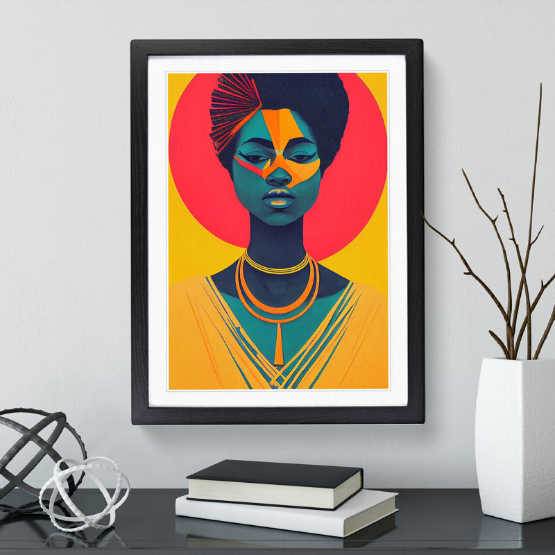 Bold Woman Abstract - Single Picture Frame Painting, 64cm H x 46cm W x 2cm D, Black