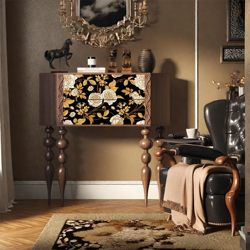 Armoire décorative moderne avec tiroirs, Noyer