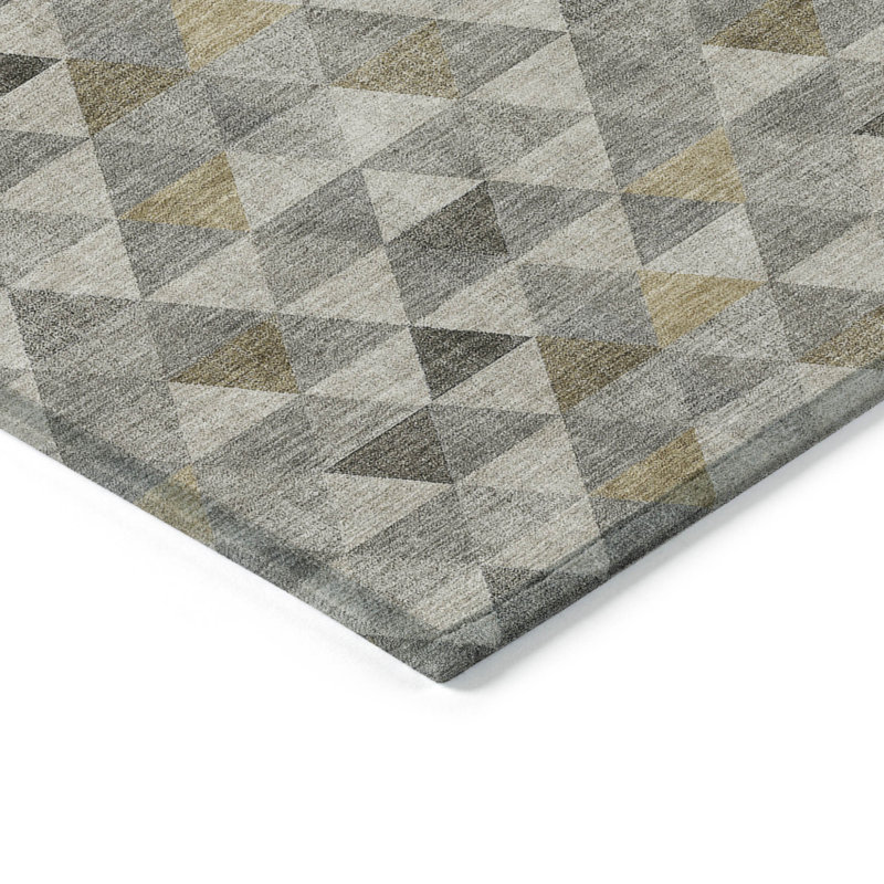 Tapis intérieur lavable à motif géométrique beige 3 pi x 5 pi