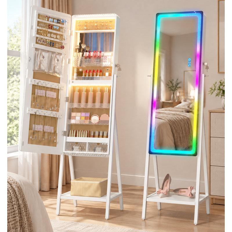 14 armoires à bijoux avec miroir, grande armoire à bijoux