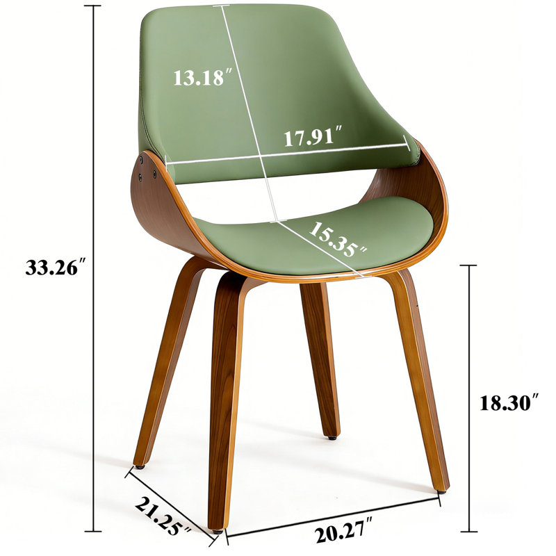 Modern Upholstered Kitchen Wood Dining Room Chairs Side Chairs, Green