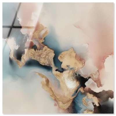 Art mural coloré en verre acrylique sans cadre à pétales de rose et fond bleu ciel coloré par Art Remedy, prêt à accrocher, 20 x 20