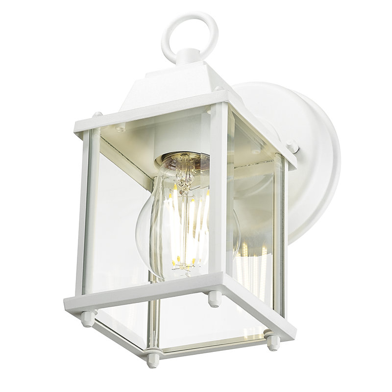 Lanterne murale d'extérieur H 8,5 po Ledbetter, Blanc texturé, Verre biseauté transparent