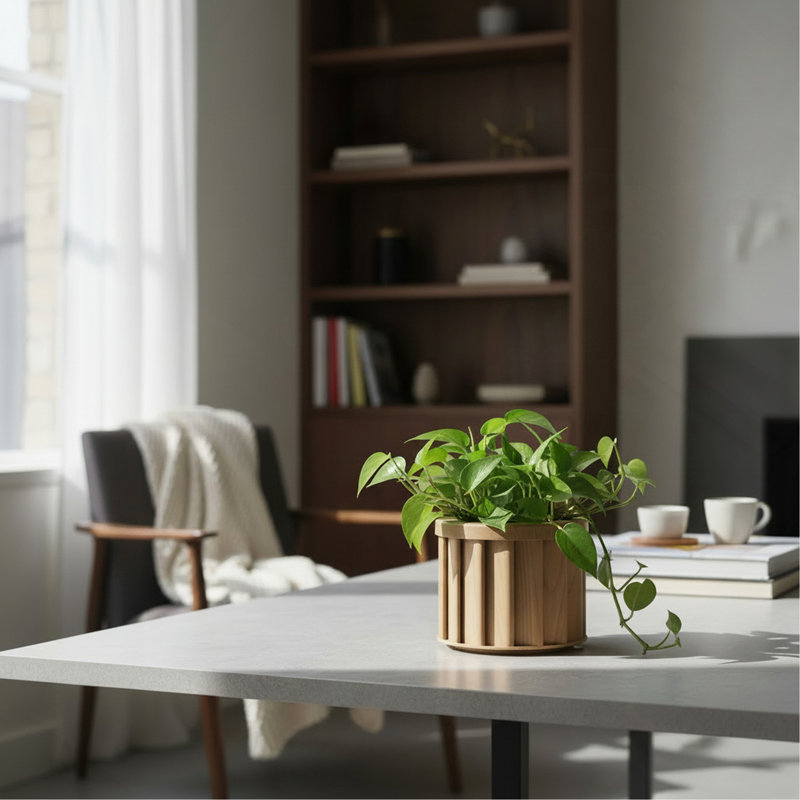 Jardinière ronde SM - Brun cendré, Ash Brown