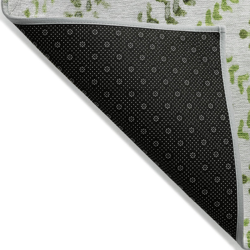 3' X 5' Green Ivory And Gray Geometric Washable Indoor Outdoor Area Rug