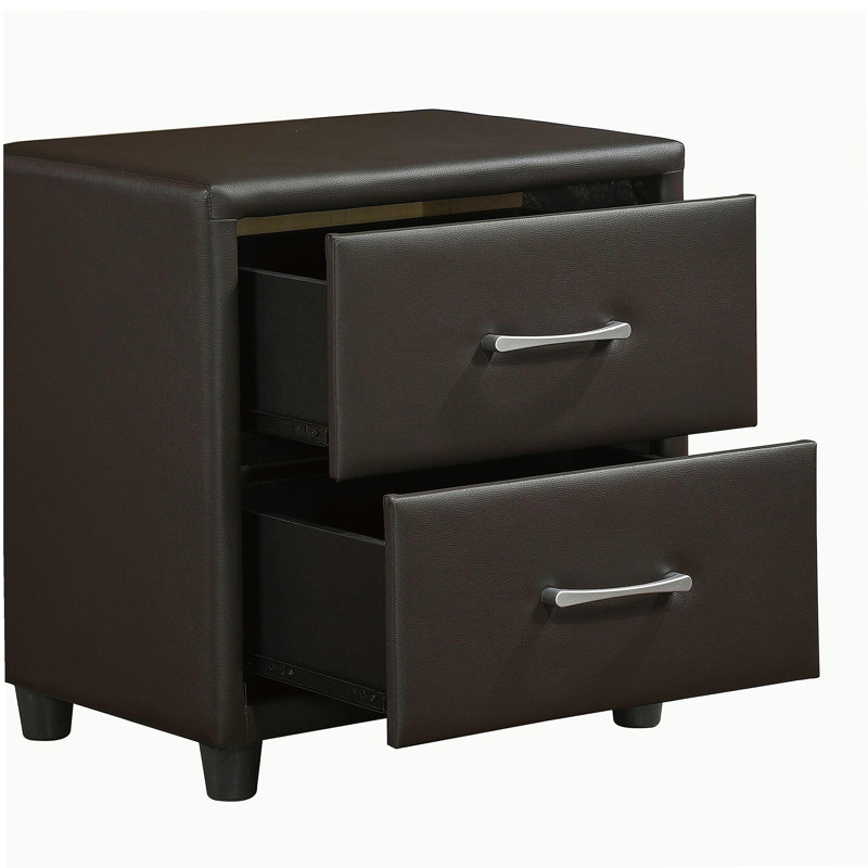Table de chevet 2 tiroirs Gribble, Marron foncé