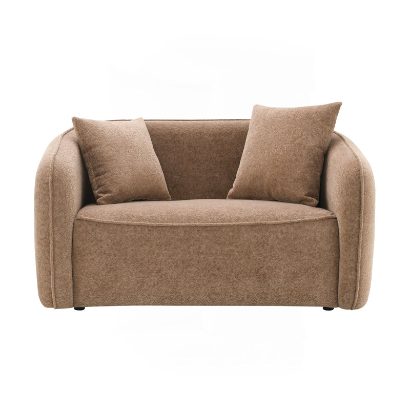Chenille Loveseat With 2 Matching Color Toss Pillows, Brown