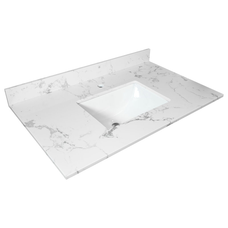 31 po. Surface de meuble-lavabo en pierre avec comptoir pré-scellé en céramique