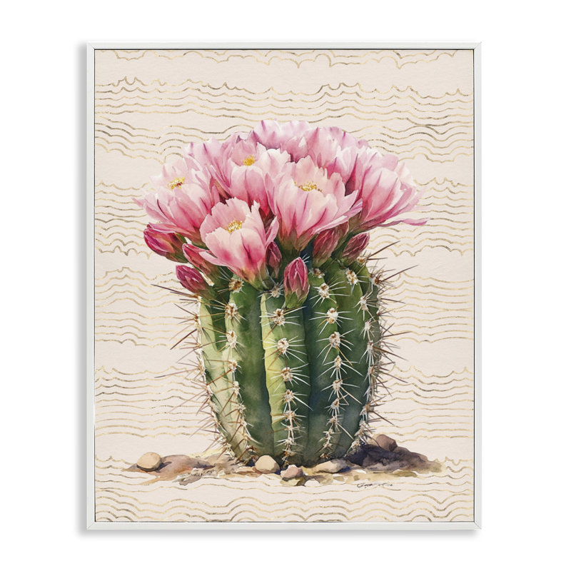  «Blooming Floral Cactus», estampe numérique encadrée par lettres et lignes, H 20 po x l 16 po