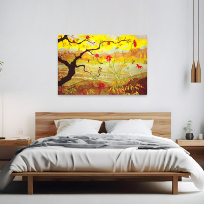 Pommier avec fruit, paysage d'automne traditionnel classique, reproduction d'art mural
