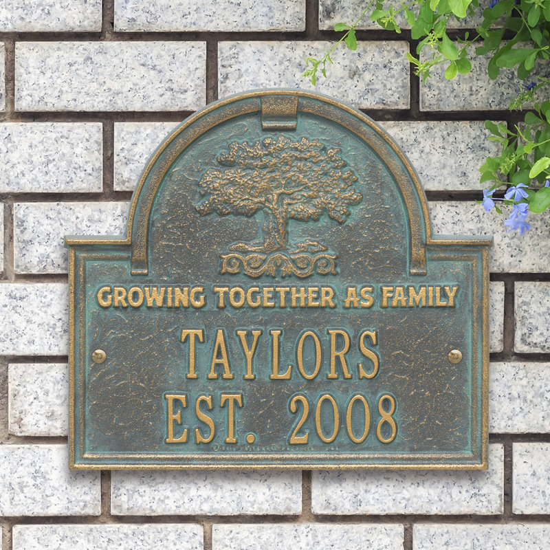 3-Line Wall Address Plaque, Antique Brass, Yes