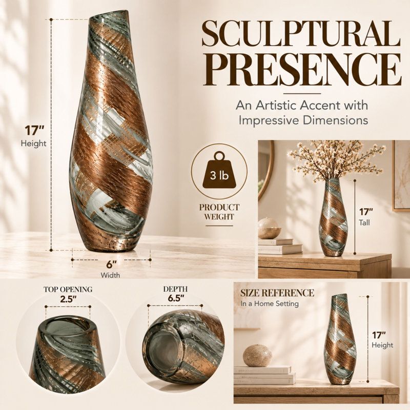 Vase de table contemporain en verre et art abstrait