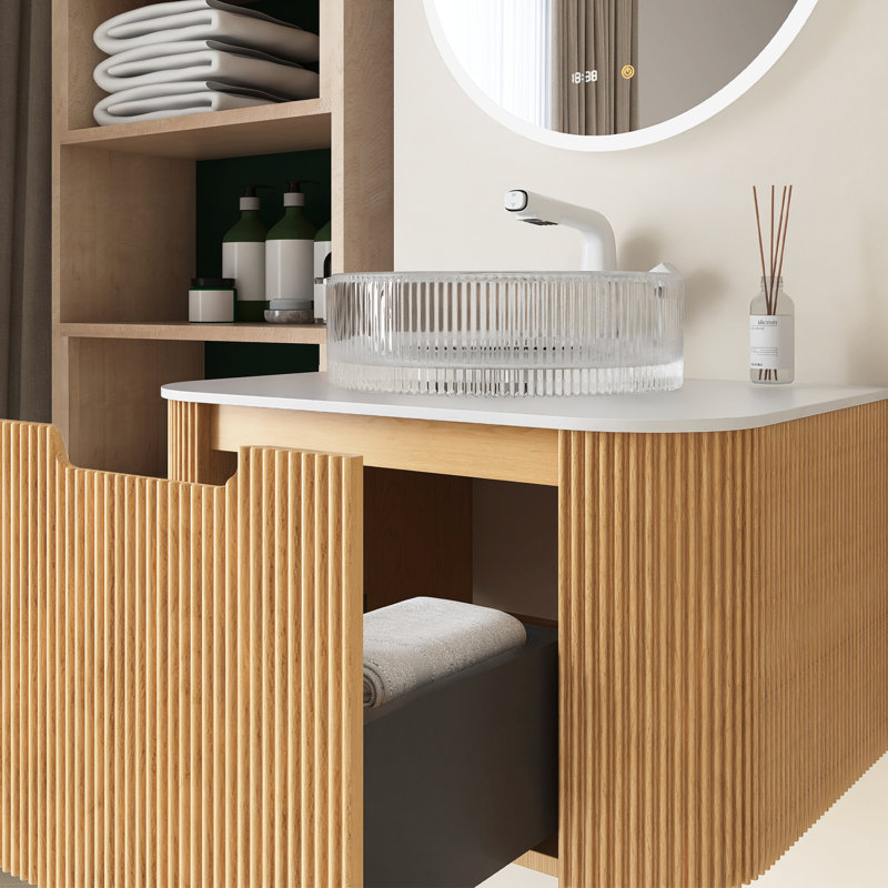 24" Bathroom Vanity With Sink, White, Yellow, 24"