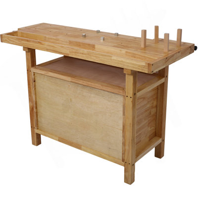 Wood Workbench - Wooden Workbench For Garage Workshop And Home, With Bar Clamps Set 2 Pcs 12 Inch X 3Inch+ 2Pcs 24Inchx4-3/4" ,4Pcs Pack