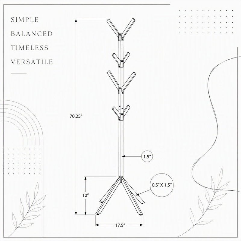 Arbre d'entrée autoportant en métal à 4 niveaux avec 8 crochets pour chambre d'entrée, Argent