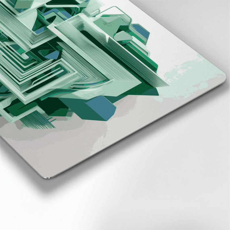 Geometric Abstraction 76 Green Metal Wall Art, 11" H x 14" W