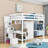 Full Wood Loft Bed with Desk, Wardrobe, Drawer, Shelves and Charging Station-846864099