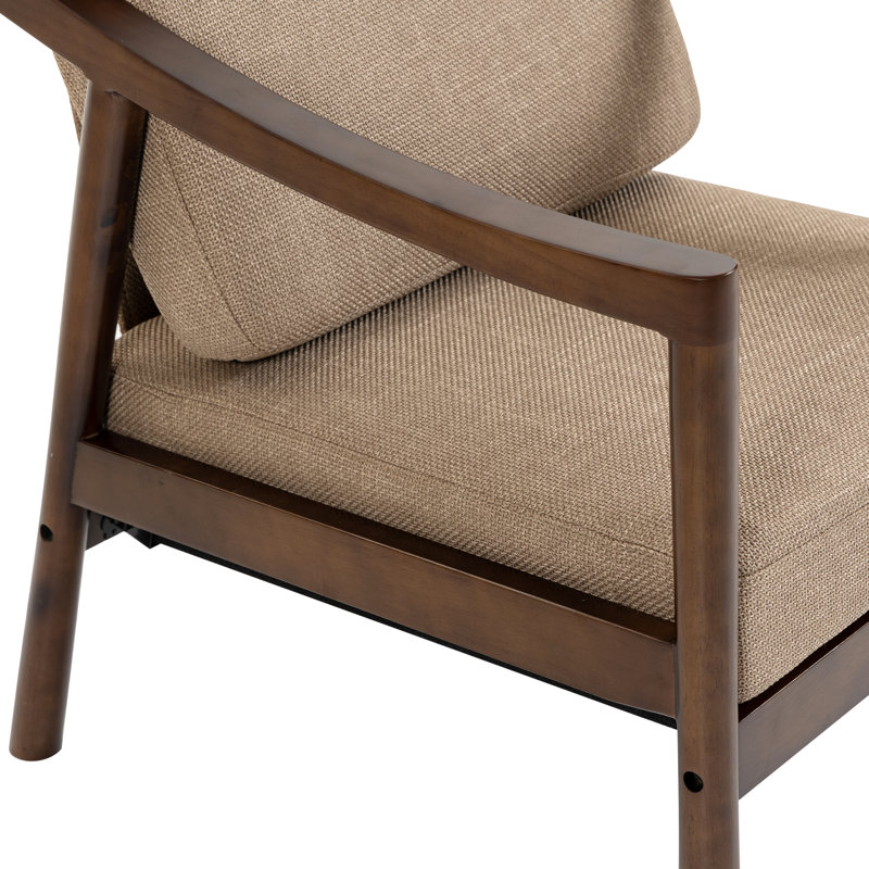 Fauteuil d'appoint rembourré avec structure en bois massif, Brown
