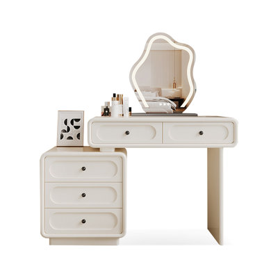 Modern Solid Wood Makeup Vanity Desk with Light mirror, And Drawers
