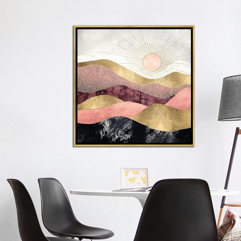 « rosé sun » par spacefrog designs-print, H 37 po x l 37 po x P 1,5 po, Toile encadrée d'or