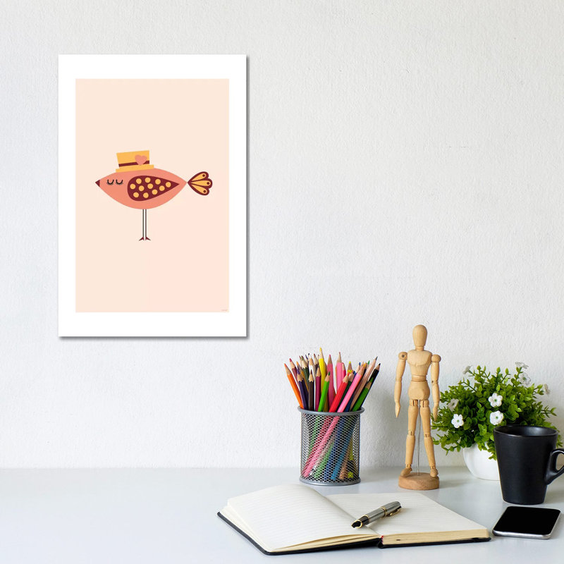Bird (Orange) by TomasDesign - No Frame Gallery-Wrapped Canvas Giclée on Canvas, 30.48cm H x 20.32cm W