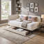 Lit plateforme rembourré pour lit simple avec deux tiroirs de rangement, canapé-lit réglable en velours, beige