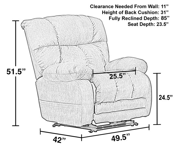 Wildon Home® Huguley Power Lay Flat Recliner with Extra Extension Foot Rest