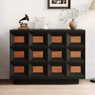 Armoire d'appoint en bois manufacturé noir massif