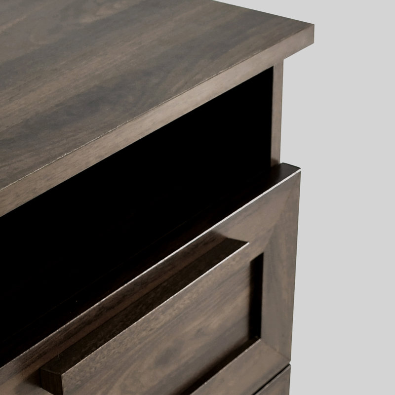 Walnut Rustic 1-Drawer Nightstand with Open Shelf