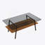 Table basse rectangulaire, plateau en verre trempé avec pieds en métal noir, table de salon moderne, verre gris
