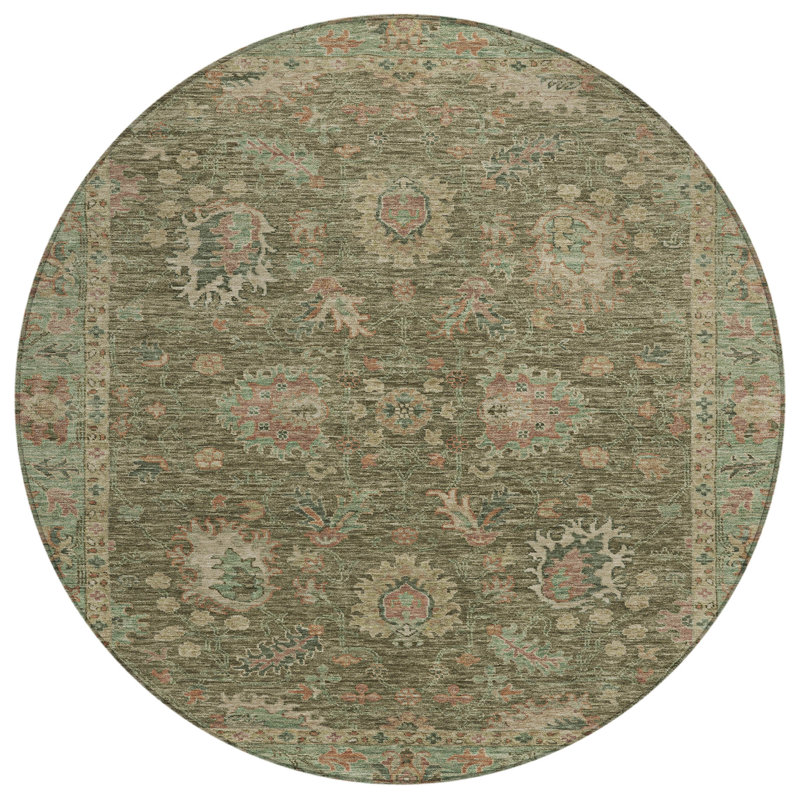 Tapis rond 8 po Olive Green