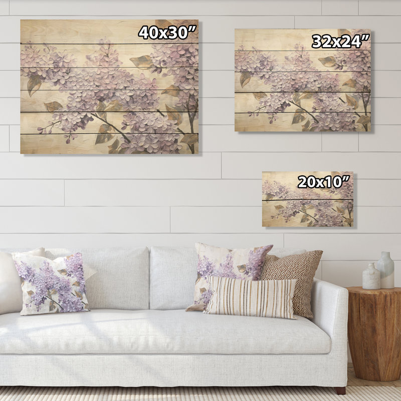 Magnifique paysage de rêve lilas I - lilas, art mural sur bois de pin naturel, H 10 po x l 20 po