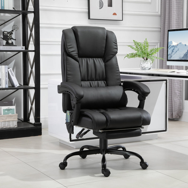 Fauteuil de bureau à haut dossier avec 6 points de vibration Vinsetto, Argent argent, Noir