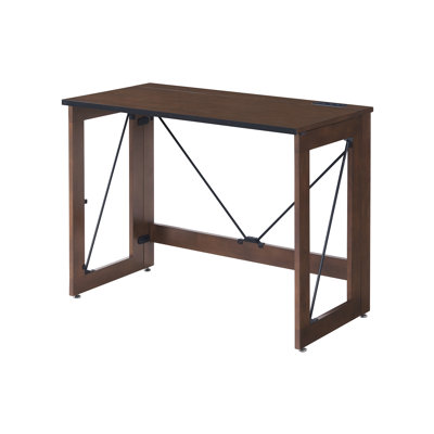 Stakmore Folding Wood/steel Desk With Power Block, Espresso Frame by 17 Stories