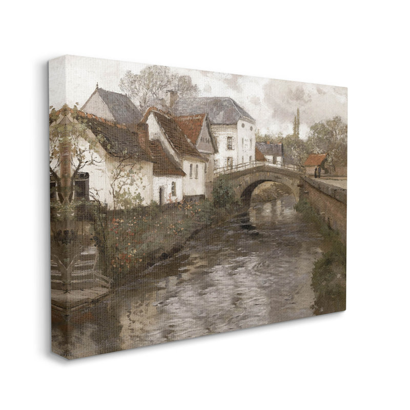 Art classique de giclée de paysage de quartier classique par lettrage et doublure, H 30 po x l 40 po x P 1,5 po, Toile tendue