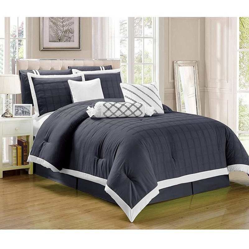Ensemble d'édredon 9 pièces Dana, gris, Édredon grand et 8 pièces supplémentaires