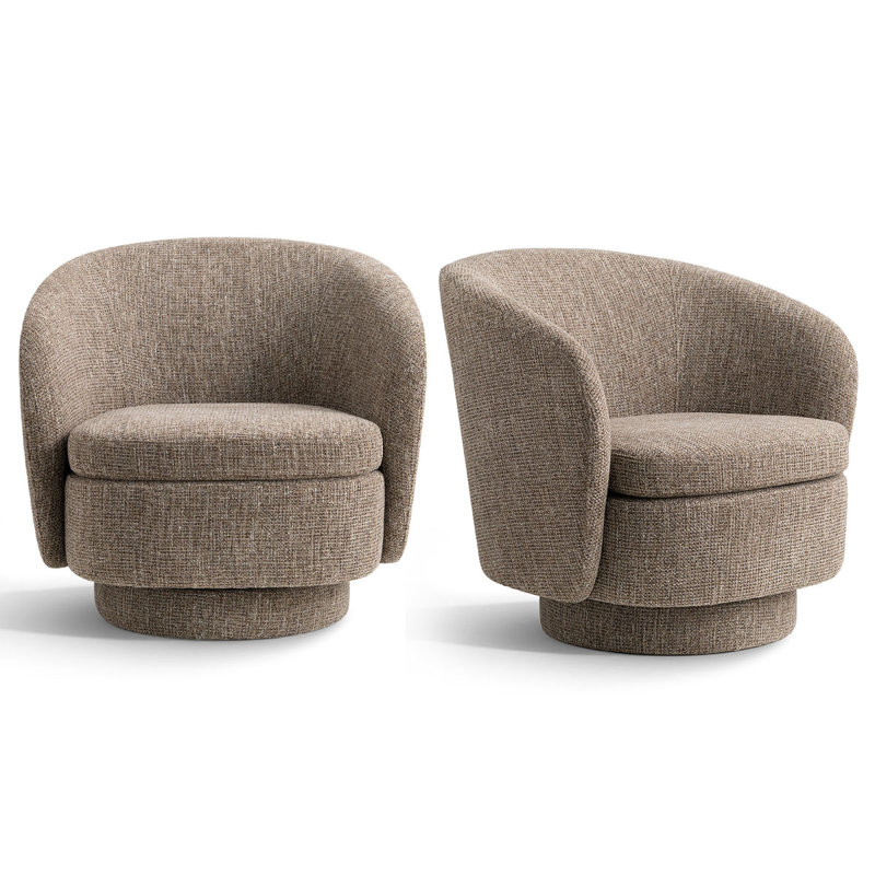 Ensemble de 2 chaises d'appoint Modern, Light Brown