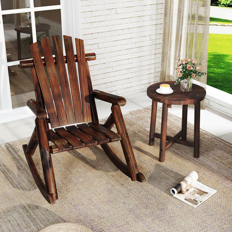 Chaise berçante d'extérieur en bois massif pour adultes 1 pièce Adirondack