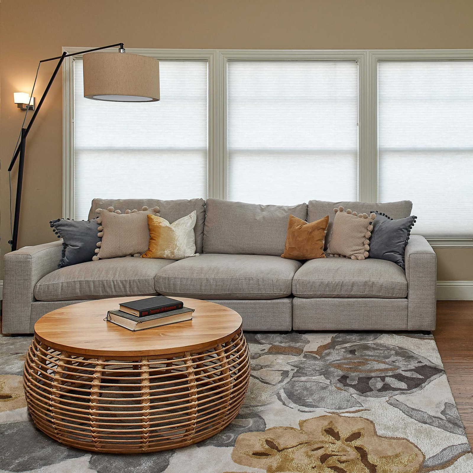 Rory 40" Drum Coffee Table, Brown