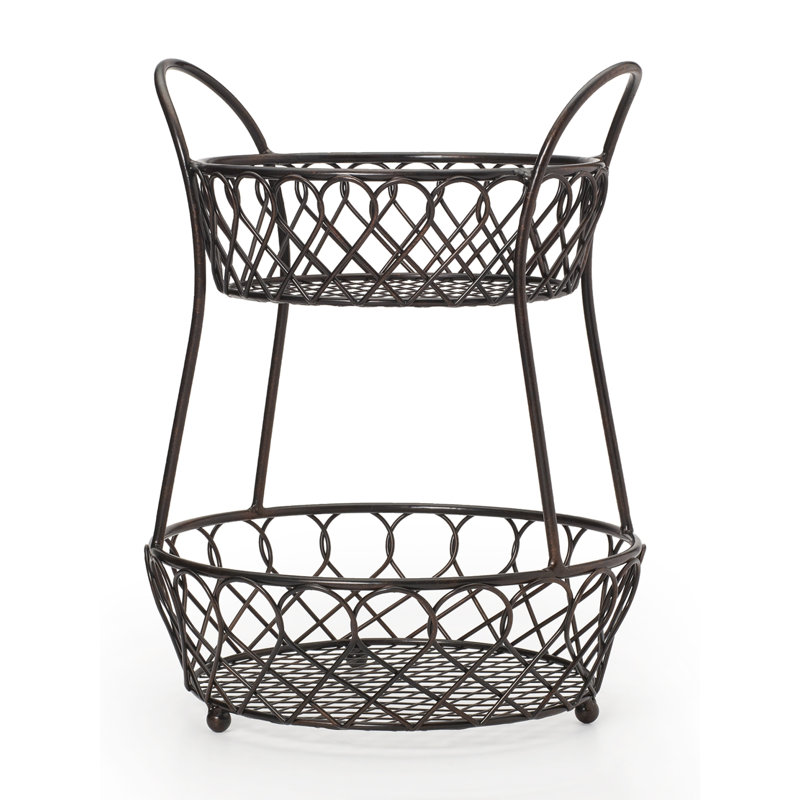 Gourmet Basics par Mikasa Loop and Lattice Wire Basket, noir antique
