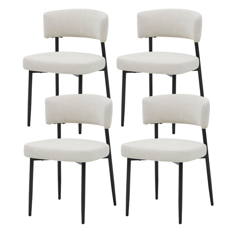 Curved Back Upholstered Dining Chairs Set For Dining Room, Kitchen, Living Room, Beige, 4-Pieces