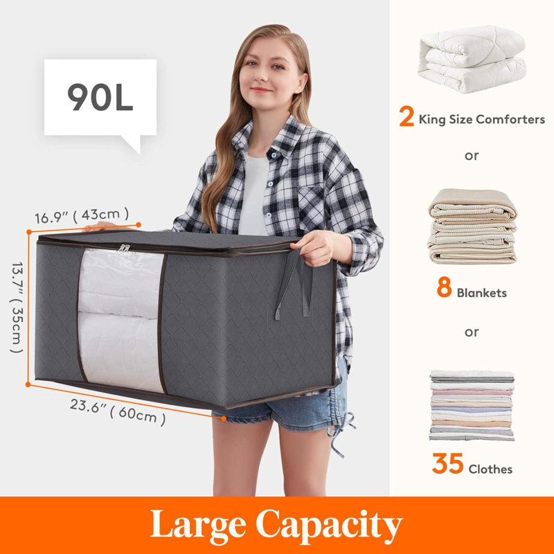 Latitude Run® Fabric Storage Bag, Grey