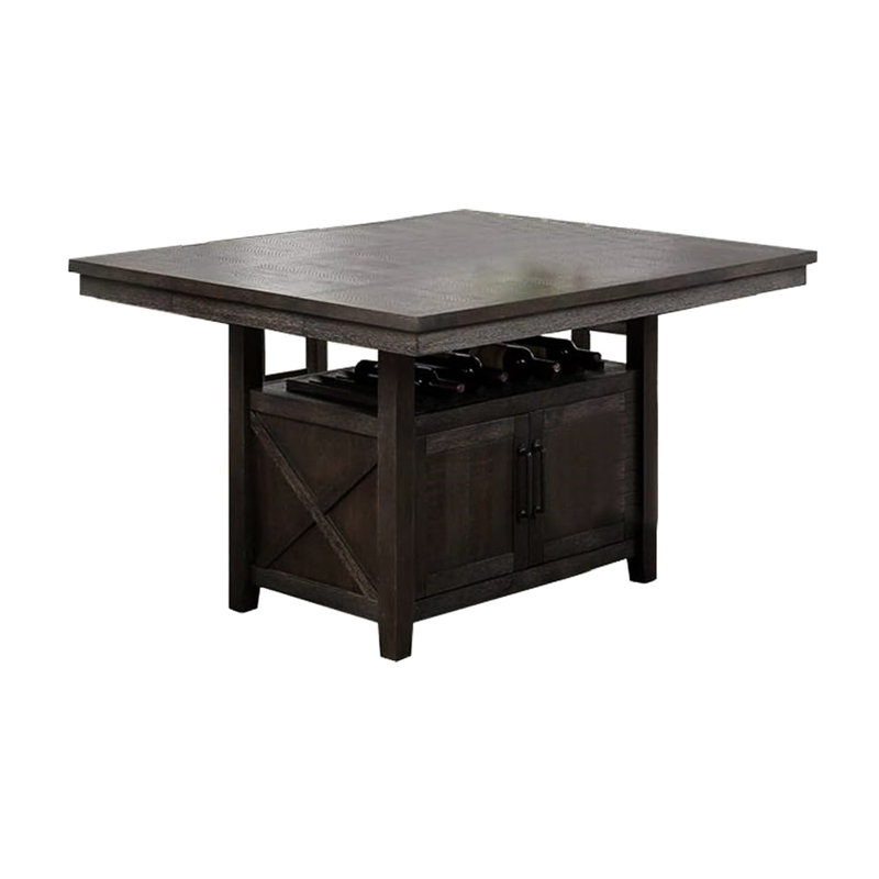Rustic Counter Height Dining Table With Storage And Leaf Functioning Utility