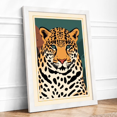 Leopard Portrait Geometric - Framed Print