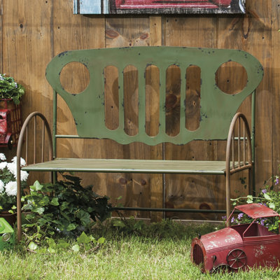 Banc de parc de camion en métal réutilisé