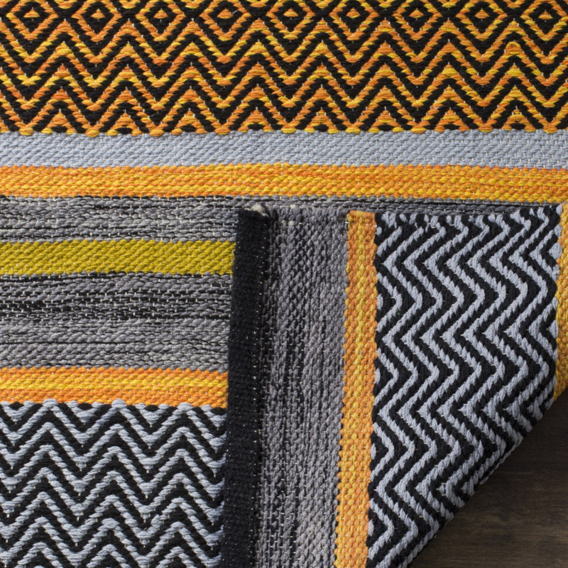 Fitzsimmons Hand Woven Cotton Striped Rug, Rectangle 3' x 5'