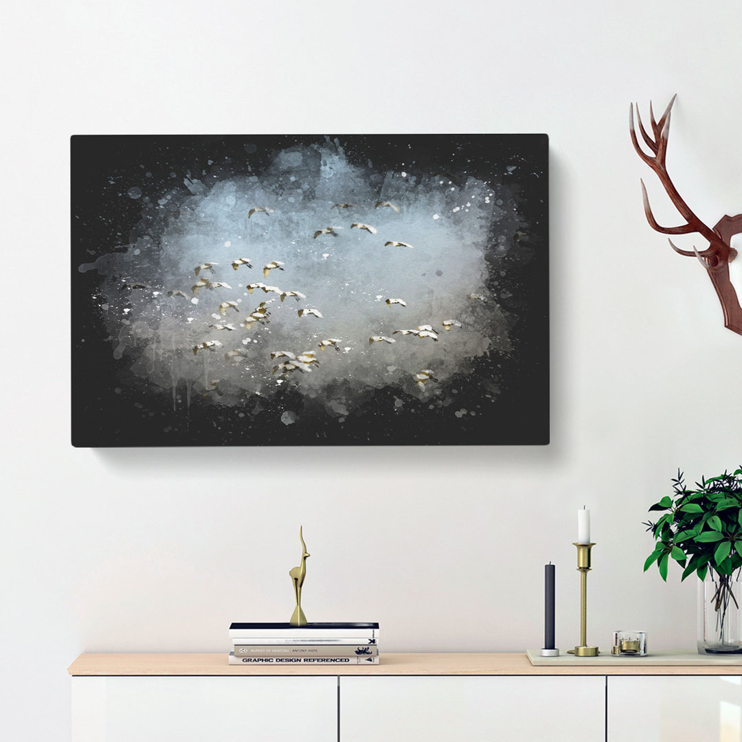 A Flock Of Egrets - Wrapped Canvas