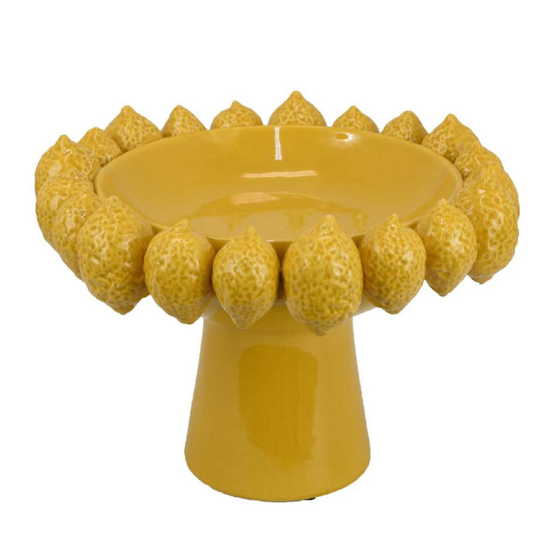 Bol décoratif Rambo, motifs de citron sculptés, céramique émaillée, Jaune