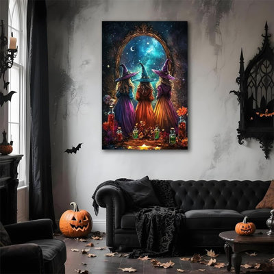 Halloween Witch Unframed Canvas Wall Art 24" X 36"