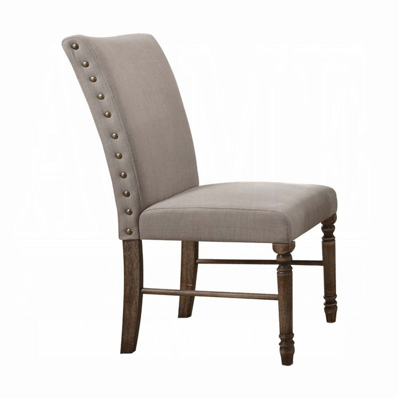 Ensemble de 2 chaises d'appoint rembourrées Classic Classic, garniture cloutée, finition chêne, mobilier de salle à manger confortable et élégant